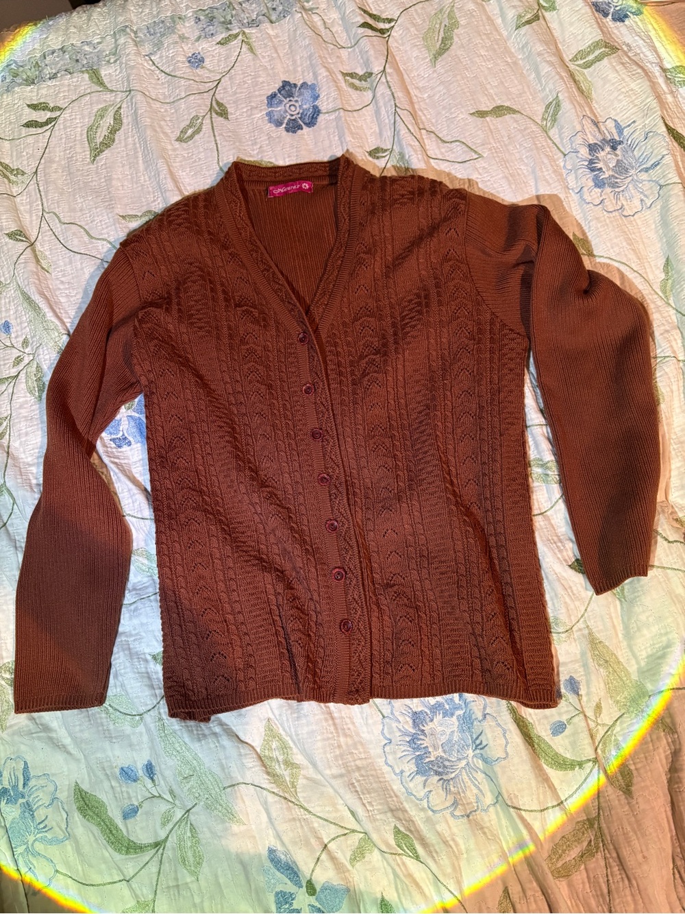 Aura Chocolate Brown Cable Knit Button-Front Cardigan